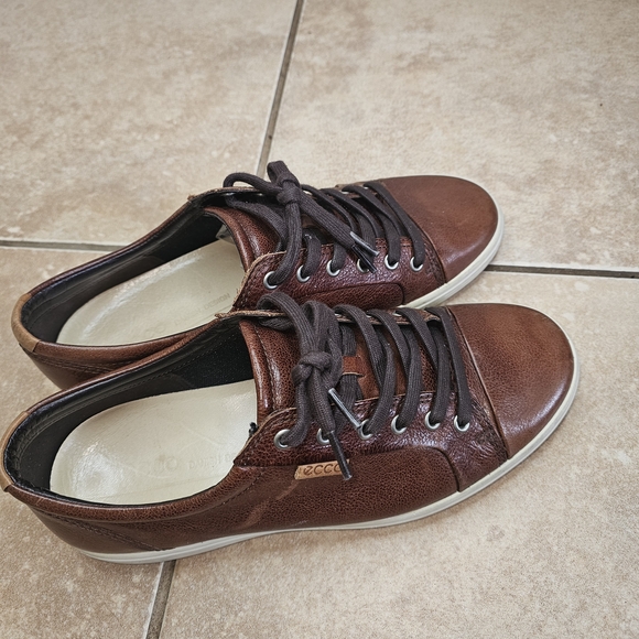 ECCO Men's Brown Leather Sneakers EU 42 US 8 Casual Lace-Up Shoes - Picture 3 of 10